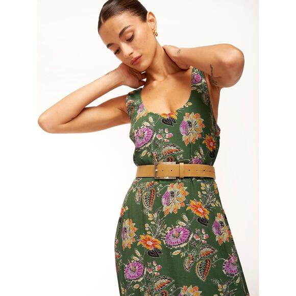 Equipment Everett Eden Green Floral Print Sleeveless Scoop Maxi Dress Size 10 - Picture 4 of 15